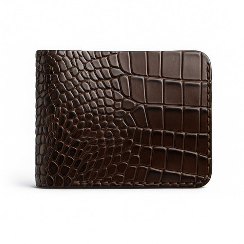 Classic Handmade Crocodile Leather Wallet Brown Black