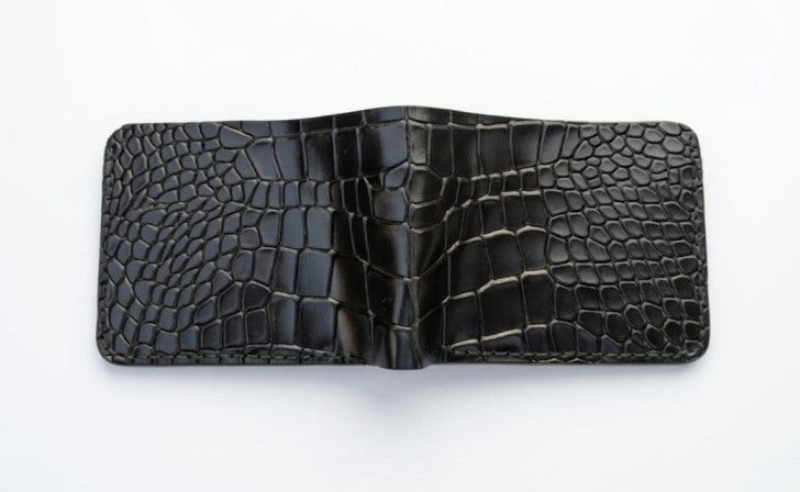 Classic Handmade Crocodile Leather Wallet Brown Black