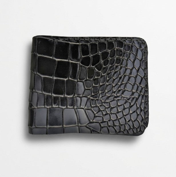 Classic Handmade Crocodile Leather Wallet Brown Black
