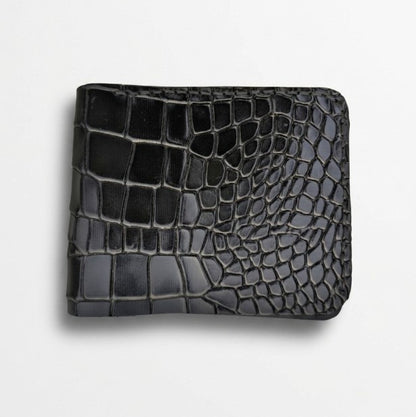 Classic Handmade Crocodile Leather Wallet Brown Black