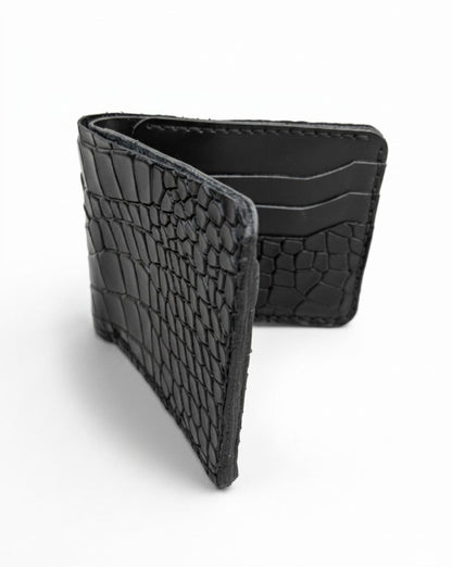 Classic Handmade Crocodile Leather Wallet Brown Black
