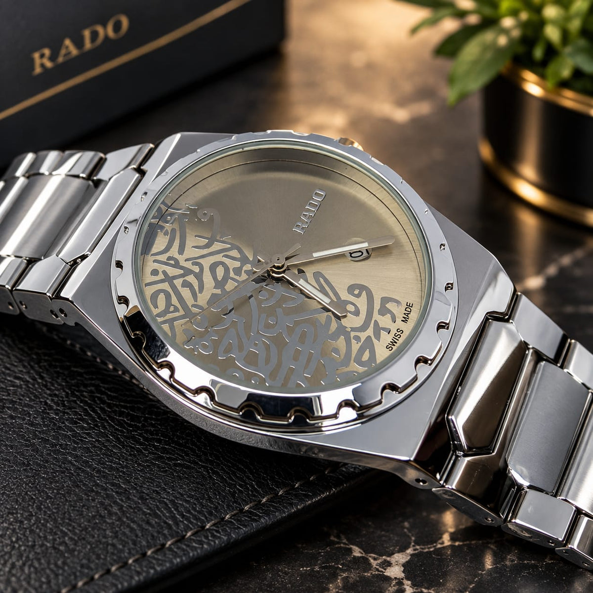 Premium Rado-Inspired Arabic Calligraphy Dial Watch In 5 Colors