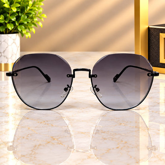 Oversized Gradient Square Black Frame Sunglasses For Women