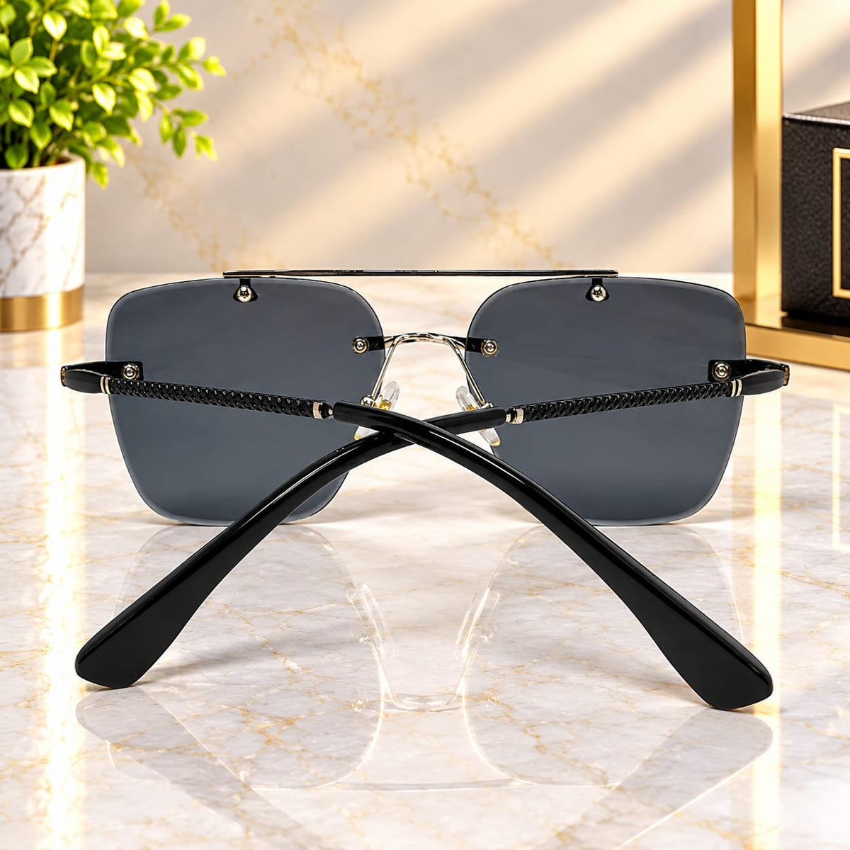Luxury Black Flat Top Square Sunglasses Inspired By Burberry Available In 3 Colors