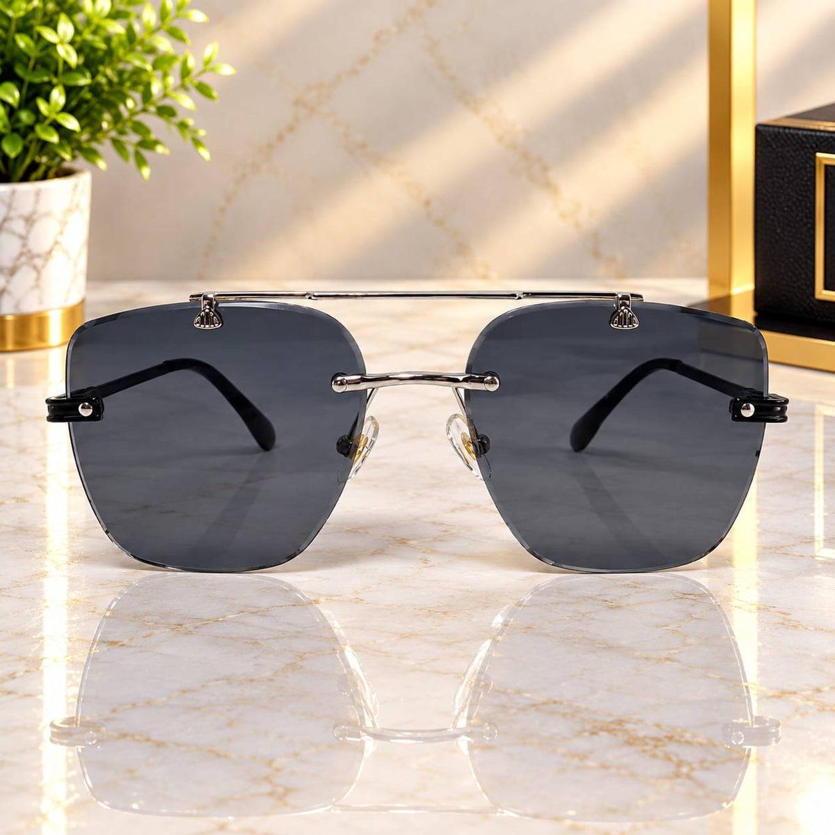Luxury Black Flat Top Square Sunglasses Inspired By Burberry Available In 3 Colors