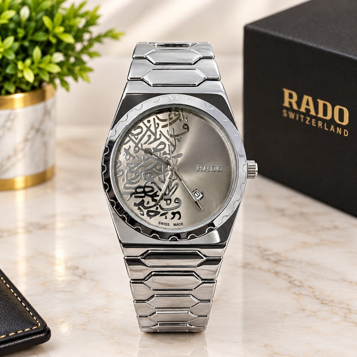 Premium Rado-Inspired Arabic Calligraphy Dial Watch In 5 Colors
