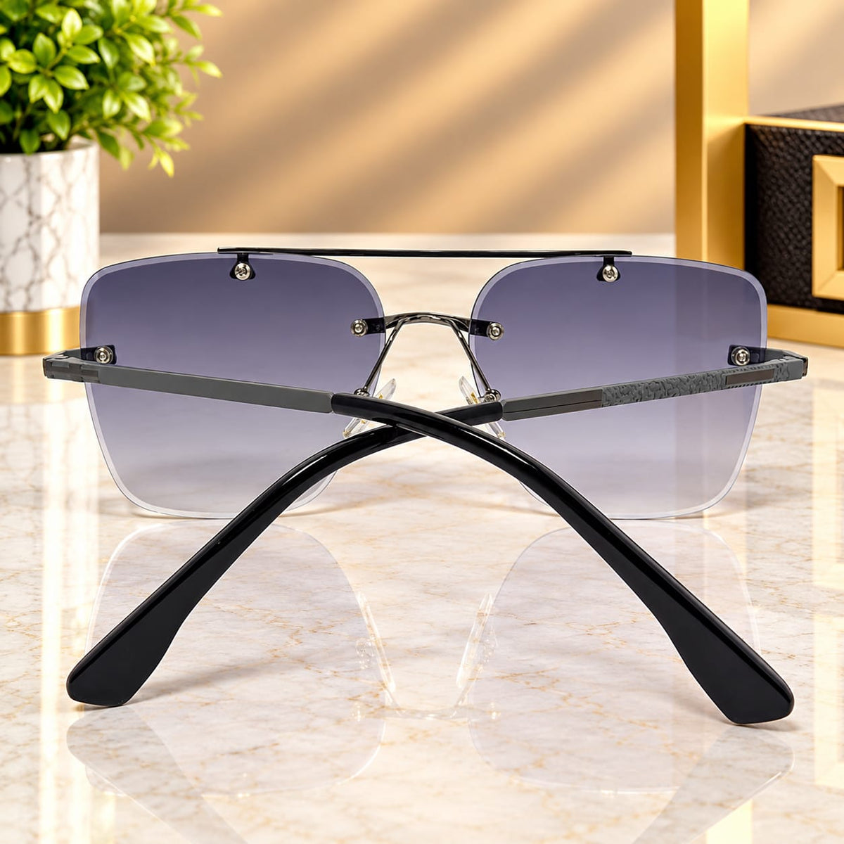 Luxury Black Flat Top Square Sunglasses Inspired By Burberry Available In 3 Colors
